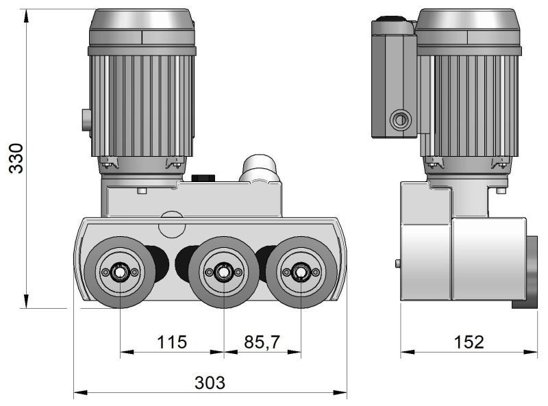 Steff 2032 3-Roll 4-Speed Power-Feeder