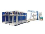 Evans Midwest BE 412TS standard SIP laminating system with traversing gantry for stacked panels