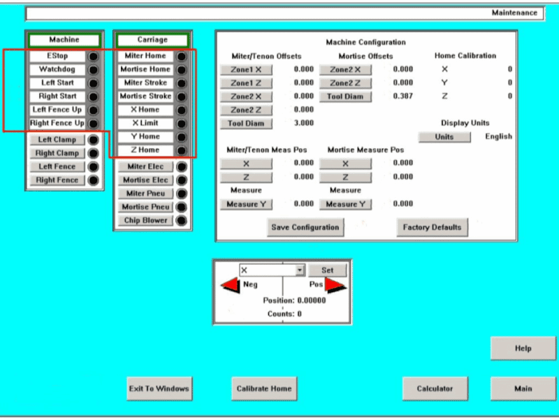 Pillar Mth Mortise Tenon Haunch Machine Maintenance Screen
